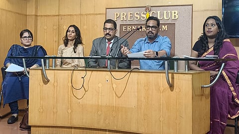 Representatives of Prayatna and Jain (Deemed-to-be University) address the press conference announcing CHALK 2026 at the Ernakulam Press Club.