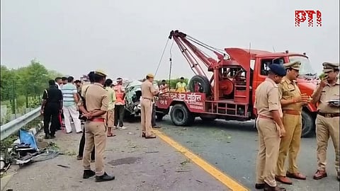UP: Five killed as sleeper bus falls off Agra-Lucknow Expressway after collision with car