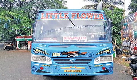 "Little Flower" bus, that offered free travel for men fined for permit violation in Kerala