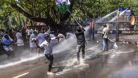 Water cannon used as Youth Congress workers march to Kerala PSC office