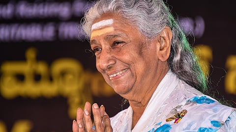 In this photo dated Oct. 28, 2017, veteran playback singer S Janaki is seen during an event, in Mysuru, Karnataka.