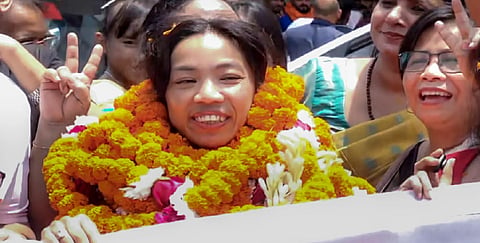 Mirabai Chanu return home from Glasgow