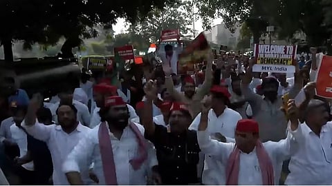 INDIA bloc MPs converge at Constitution Club to start their march to SC