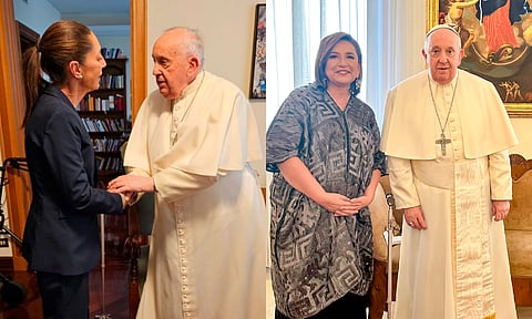 Visitan Claudia Sheinbaum y Xóchitl Gálvez al papa Francisco en el Vaticano