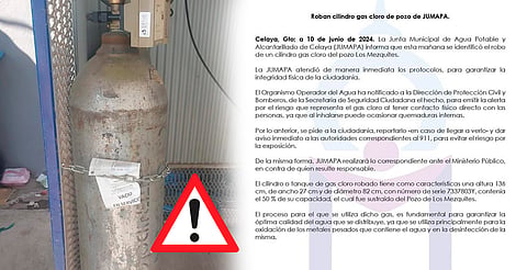 Roban cilindro de gas cloro en Celaya; activan protocolos de seguridad en varios estados