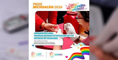 Durante el Pride Michoacán 2024 SSM ofrecerá pruebas rápidas de VIH y tras ITS