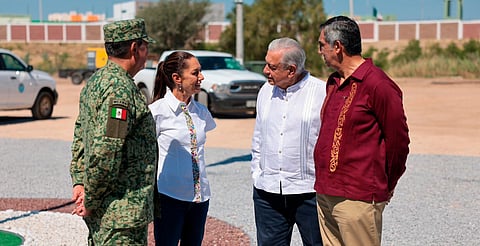 Claudia Sheinbaum y AMLO visitan el nuevo centro de Aduanas en Nuevo Laredo, Tamaulipas