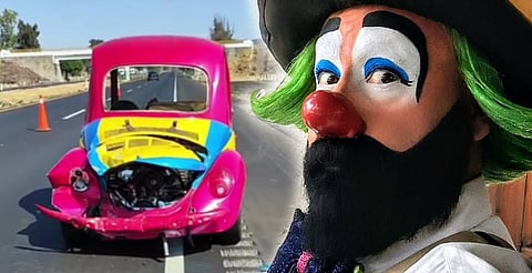Chocan vocho del Payaso Loquillo; responsables huyen con apoyo de aseguradora, asegura