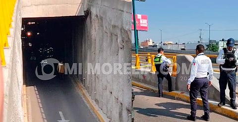 Camioneta se incendia en uno de los túneles del distribuidor vial Salida a Salamanca