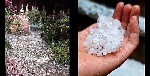 Sorprende granizada en Ahuirán, Michoacán