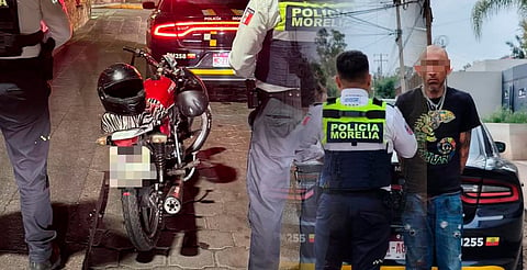 Detienen a hombre con motocicleta robada en el Centro de Morelia
