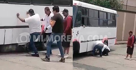 Camión ruta Alberca pierde tanque de gas en la colonia Cuauhtémoc de Morelia