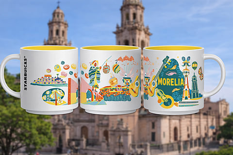 Acueducto, corundas y cine: así es la taza de Starbucks dedicada a Morelia