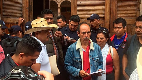 El secretario general de la Sección XVIII de la CNTE acudió a la sede del Poder Ejecutivo (Foto: Andrea Hernández)