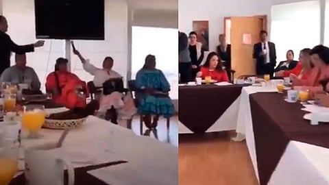 ¡Sólo en México! Diputados desayunan frente a indígenas y no les dan