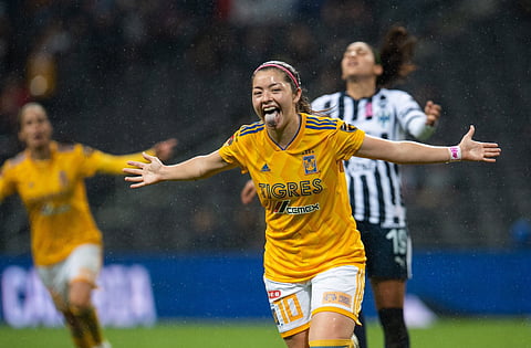 Katty Martínez se despachó con tres goles en el segundo tiempo para la victoria de Tigres (Cortesía Twitter: @TigresFemenil)