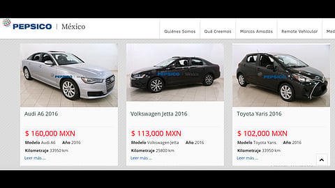 La página remata autos de marcas como Audi, Volkswagen, Toyota, etc. (Foto: captura de pantalla)