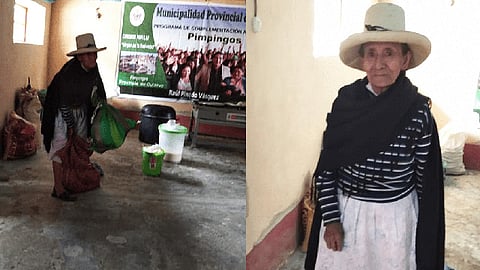 “Disculpen que no traiga más, pero vengo caminando”, dijo Albertina Flores (Foto Facebook: @WasiPacha)