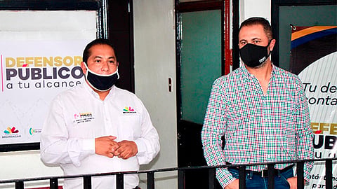 Marco Nava y el Ayuntamiento de Zacapu, inauguraron una oficina de enlace que ofrecerá los servicios de los defensores públicos (Foto Cortesía)