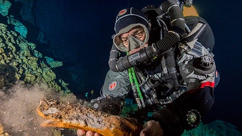 En la más reciente temporada del proyecto se recuperaron el sinsacro de un perezoso gigante, una estalagmita y 500 gramos de materiales diversos con más de 10 mil años de antigüedad (Foto: Twitter/ @INAHmx)