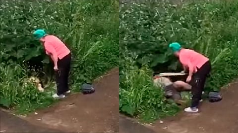 La mujer fue a buscar un palo y regresó a golpear a la pareja (Foto: fotograma YouTube/
Best tops)