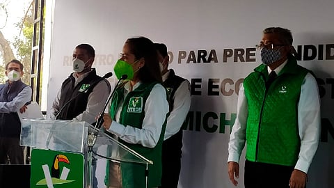 La dirigente nacional del Partido Verde Ecologista de México (PVEM), Karen Castrejón Trujillo, informó que mantienen comunicación con los partidos (Foto: Sayra Casillas)