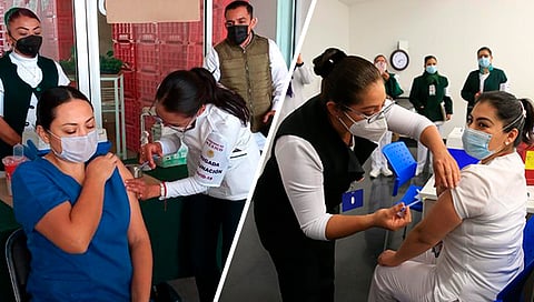 Se registró una gran participación de trabajadores de la red hospitalaria del IMSS a nivel nacional para recibir la inmunización (Foto Cortesía)