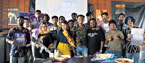 Chennai-based cosplay artiste Suriya Banu with othres.