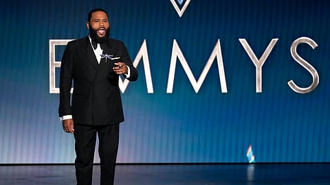 Host Anthony Anderson speaks during the 75th Primetime Emmy Awards on Monday, Jan. 15, 2024, at the Peacock Theater in Los Angeles.