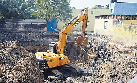 Work of the proposed sewage pumping station has been halted following the protest of residents in Pammal.