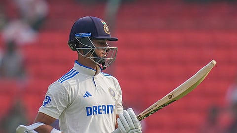 India's Yashasvi Jaiswal walks off the ground after his dismissal during the second day of the first test match between India and England.