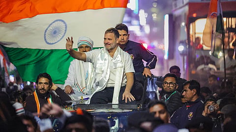 Congress leader Rahul Gandhi during the Bharat Jodo Nyay Yatra, in Siliguri, on Jan. 28, 2024.