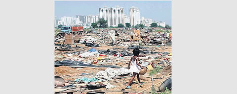 The low-income neighbourhood at the BR camp in Delhi.