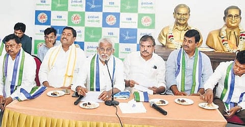 YSRC regional coordinator YV Subba Reddy addressing the media in Vizag