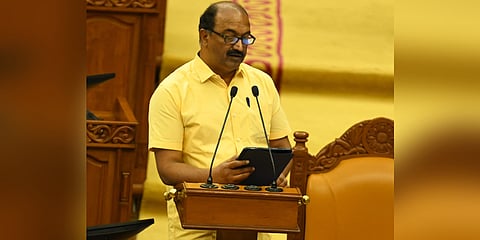 Kerala Finance Minister KN Balagopal presenting the state budget in the Assembly on Monday