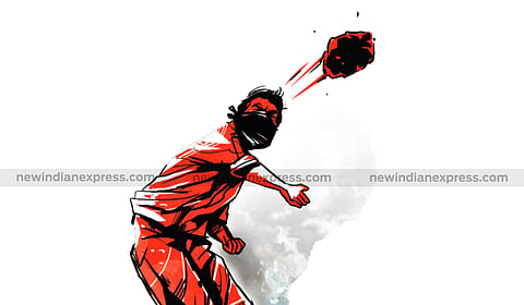 he accused, who was riding pillion, picked a stone and threw it at the windshield of Anoop’s car.