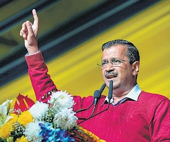 AAP convenor Arvind Kejriwal at a
rally in Ludhiana on Saturday.