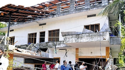 A damaged house in the Choorakkad firecracker explosion.