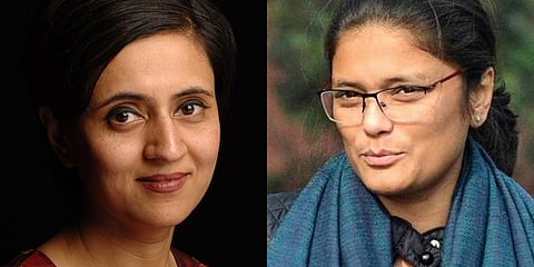Journalist Sagarika Ghose (L), TMC leader Sushmita Dev