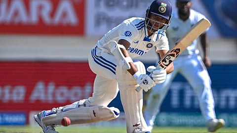 Yashasvi Jaiswal returned to bat after he retired hurt on 104 on day three and moved to 149 at the break.