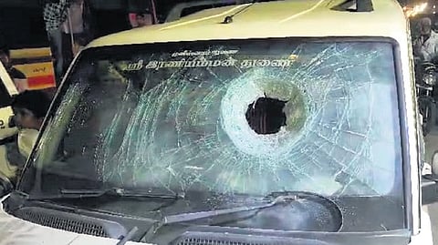 The gang allegedly hurled petrol bombs at the car and when Aramudhan tried to flee, they hacked him with knives and fled the scene