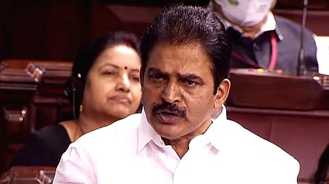 Congress leader K C Venugopal speaks in the Rajya Sabha