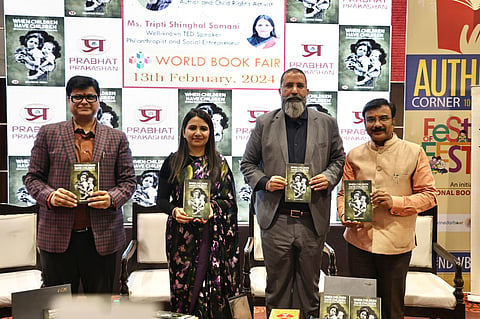 TED speaker Tripti Shinghal Somani, Supreme Court lawyer Bhuwan Ribhu with others at the World book fair in Delhi.
