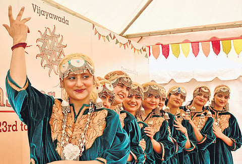 As part of heritage exchange, youngsters from Kashmir participated in Dastkar Bazaar organised by CCAP in Vijayawada on Friday