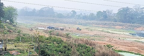 A number of tractors engaged in lifting sand from near Madhuban in Baripada