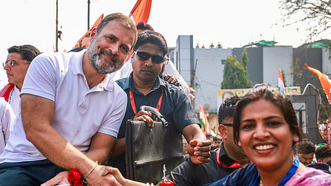 Congress leader Rahul Gandhi during the Bharat Jodo Nyay Yatra, in Chhattisgarh.