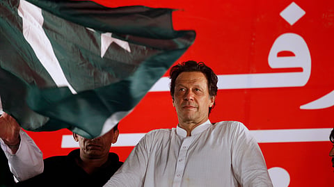 Pakistani politician Imran Khan, chief of the Pakistan Tehreek-e-Insaf party, arrives to address an election campaign rally on July 21, 2018, in Islamabad, Pakistan.