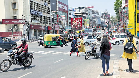 The busy Over Bridge Junction in Thiruvananthapuram