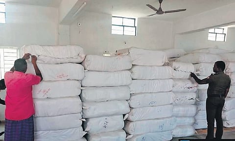 Seized sarees.