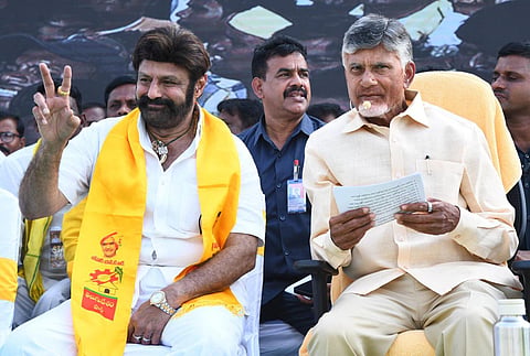 TDP supremo N Chandrababu Naidu during Ra Kadalira program at Penukonda on Monday.